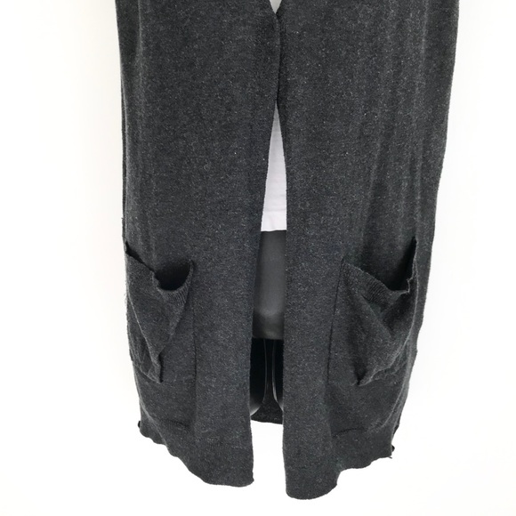 Le Ciel Ruffle Open Gray Cardigan Sweater Vest S - Picture 3 of 11